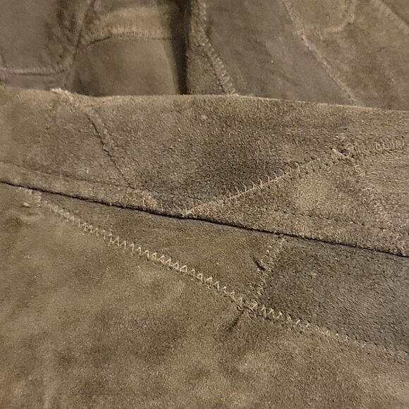 American Flirt Brown Leather Patchwork Coat sz Medium 90s or Y2K - Picture 4 of 6